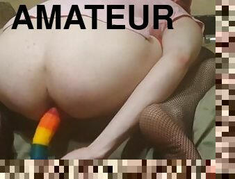 russo, amador, anal, brinquedo, dildo