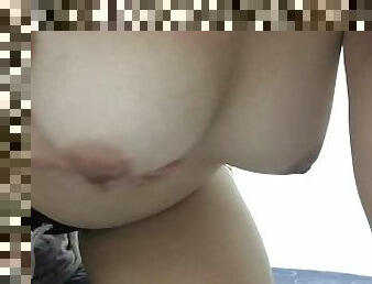 asiático, tetas-grandes, masturbación, amateur, babes, adolescente, cachonda, natural, tetas, a-solas