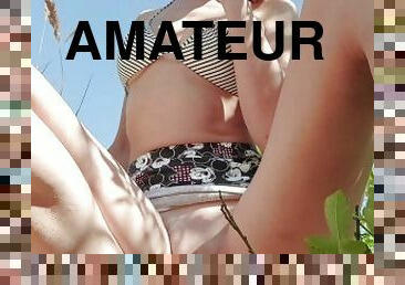 masturbare-masturbation, amatori, plaja, amuzant, micuta, solo, bruneta, atata