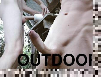 Outdoor Fleshlight Fuck! My Huge Uncut Dick Pounding That Tight Hole!