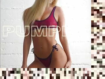 storatuttar, brudar, samling, blond, rumpa-butt, bikini, brunett