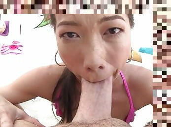 Japanese babe deepthroating like her stallion like a pro