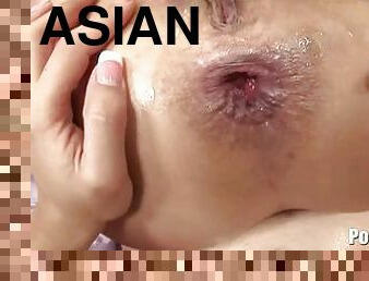 Tight Asian asshole gets gaped by a big fat cock