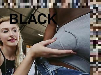 Alexa grace worships his big black wang and starts sucking it