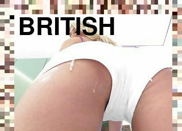 dubur, alat-mainan, rambut-kuning, british, punggung-butt, bikini