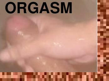 Hard strong dick reachs orgasm.