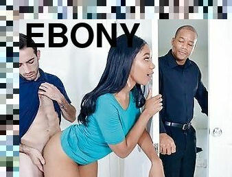 Ebony Teen Jenna Foxx Sneaky Fucks White Boy And Lets Him Cum On Her Huge Natural Tits - TeamSkeet