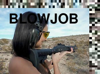 Impeccable blowjob down at the shooting range by Eliza Ibarra