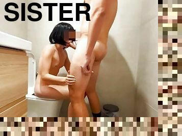 pissing, offentlig, amatør, blowjob, cum, søster, pikk