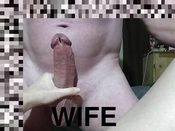 POV BIG COCK jerking by hot wife gets fucked in pussy CUMS all over it!