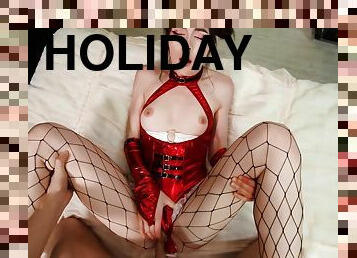 The Best Gift For Christmas And New Year Is Sensual Sex In A Holiday Costume With A Double Creampie P2