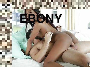 Ebony rides her man until the last drops