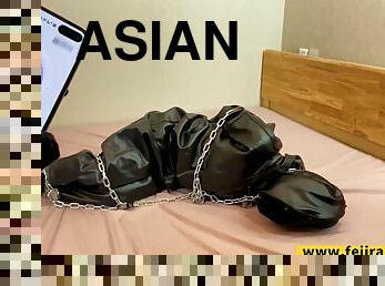 asiático, masturbação, orgasmo, lésbicas, massagem, bdsm, escravo, latex, uniforme, morena