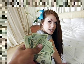 Teen gets paid big cash for a serious POV shag with her puss