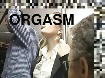 orgasm, amatori, blonda, autobus