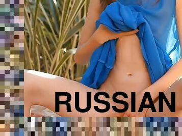 russisk, ludder, stripping, blond