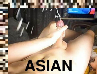 asiatisk, masturbation, amatör, cumshot, tonåring, gay, avrunkning, juckande, ung18, sprut