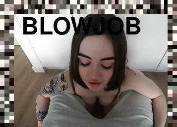 Very hot and juicy blowjob from a girl with big breasts and beautiful eyes 4K 60FPS