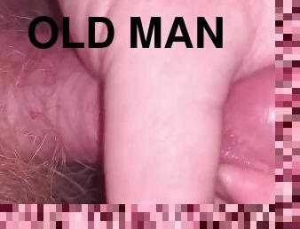 Fat old man jerking until he cums