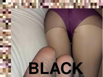 collants, ejaculation-sur-le-corps, black, ejaculation, bout-a-bout, en-nylon, jambes