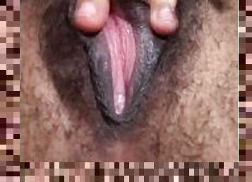 hårig, masturbation, fitta-pussy, amatör, mörkhyad, svart, fingerknull, tight, petit, close-up