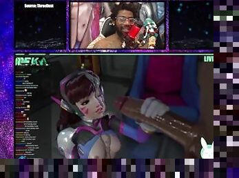 Bald Pussy D.VA Streams Herself Getting Fucked In Her Ass On Twitch