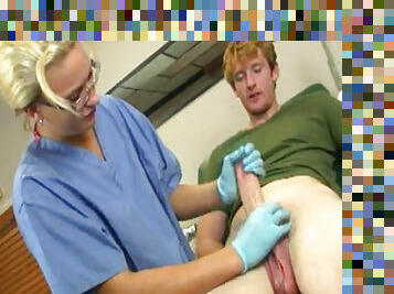 Dirty nurse enjoys young hunk