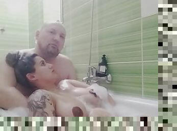 Softcore big tits hot ass take a bath with old guy