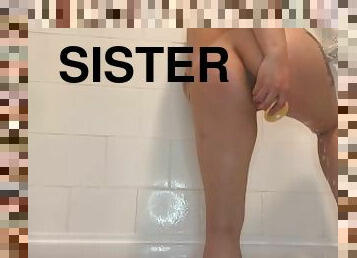 my stepsister when she masturbate on shower