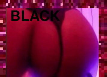 Fat Ass Femboy in black lingerie riding dildo