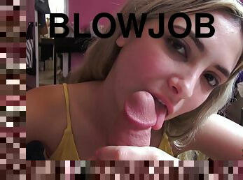 Insolent blonde worships the dick in POV until sperm floods her face