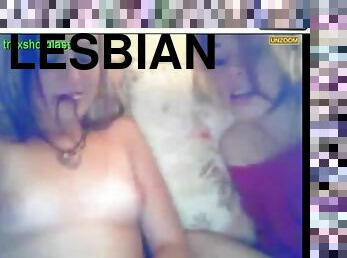 Cute lesbian couple making out naked in front of the camera