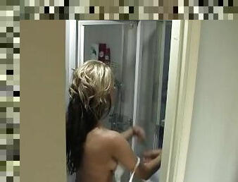 Sexy solo shower teen lathers up