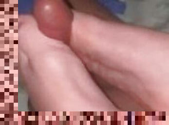 Sexy orange toes foot job. Heavy load