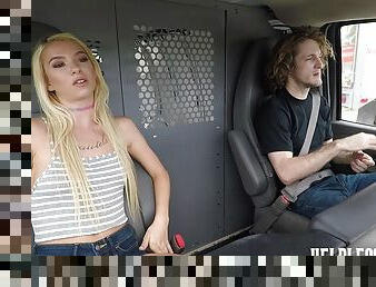 Blonde wench likes it hard and rough in the van