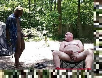 Kennie Jai catches bear jerking off in the wood and joins in!!