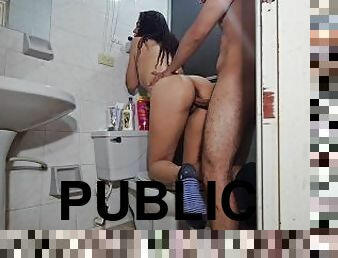 Hot sex in public batroom