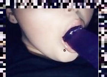 Licking the cum off my toy and fucking my pussy so good