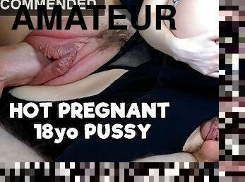 9 months pregnant puffy pussy always wants sex