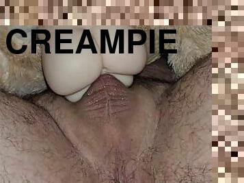 masturbieren, muschi, dilettant, babe, beule-schuss, immens-glied, spielzeug, creampie, beule, ficken