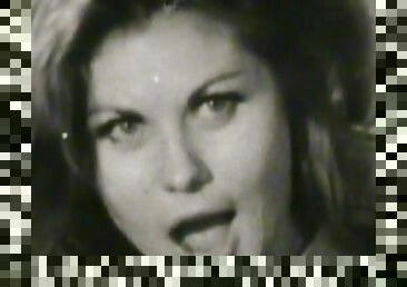 Busty lady in retro porn scene