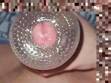 Ginger cock cums in fleshlight