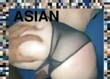 asiatisk, rumpe, fusk, pussy, amatør, interracial, hjemmelaget, creampie, svart, par