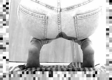 pisser, amateur, lesbienne, ados, culotte, incroyable, fétiche, jeans