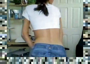 Webcam brunette teen striptease