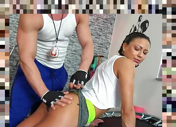 Sporty Cassie Del Isla's firm ass is on display as she fucks her trainer