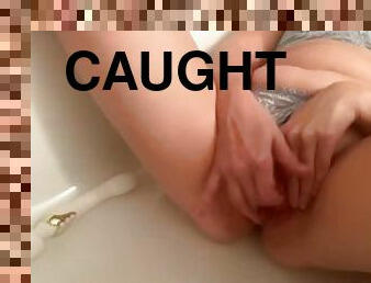 Caught my slut in the bathtub playing with herself until she orgasmed