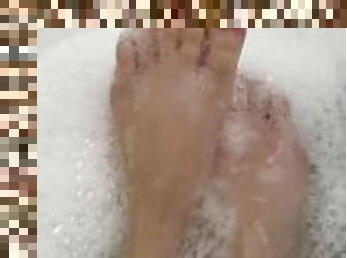 My soapy feet in bubble bath