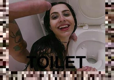 Clean the Fucking Toilet WET, Kaitlyn Katsaros, 5on1, Deepthroat, Pee Cocktail, Pee Drink, Pee Shower, Cum in Mouth, Swallow GL852 - PissVids