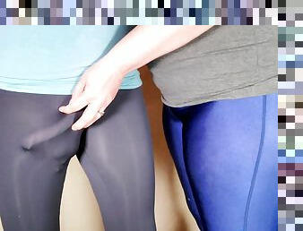 Stepmom put on Her Shiny Leggings and Noticed it made Her Stepson Hard as He looked at Her in Them